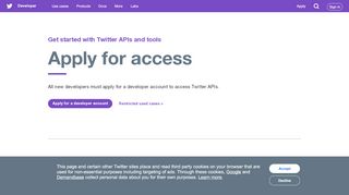 
                            1. Apply for access — Twitter Developers