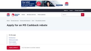 
                            4. Apply for an M5 Cashback rebate | Service NSW