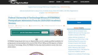 
                            8. Apply for: FUTMINNA Postgraduate Admission Form 2019/2020 - MSG