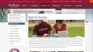 
                            1. Apply for Housing, Residence Life | Earlham College