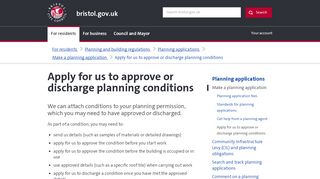 
                            6. Apply for us to approve or discharge planning conditions - bristol.gov.uk