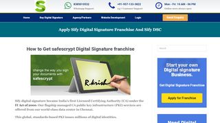 
                            8. Apply Sify Digital signature franchise and sify DSC ...