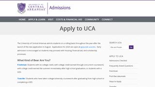 
                            1. Apply to UCA – Admissions - University of Central Arkansas