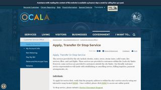 
                            6. Apply, Transfer or Stop Service | City of Ocala