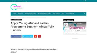 
                            7. Apply: Young African Leaders Programme Southern Africa (fully funded)