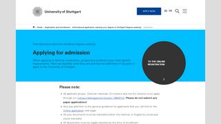 
                            1. Applying for admission | University of Stuttgart