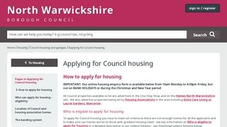 
                            6. Applying for Council housing - North Warwickshire Borough Council