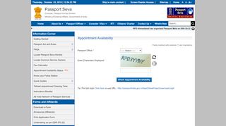 
                            5. Appointment Availability Status | Passport Seva