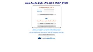 
                            9. Appointments for John Avella, EdS, LPC, NCC, NJSP, DRCC