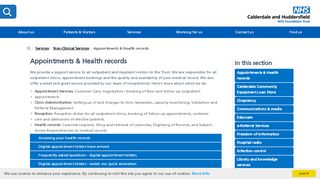 
                            2. Appointments & Health records - CHFT