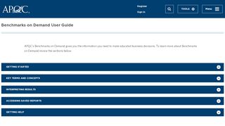 
                            3. APQC Benchmarks on Demand User's Guide