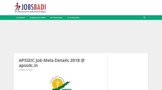 
                            5. APSSDC Job Mela Details 2018 @ apssdc.in - jobsbadi.com