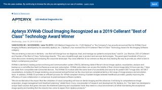 
                            4. Apteryx XVWeb Cloud Imaging Recognized as a 2019 ... - Accesswire