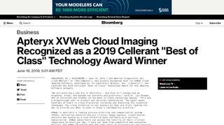 
                            7. Apteryx XVWeb Cloud Imaging Recognized as a 2019 ... - Bloomberg