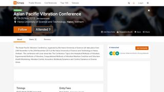 
                            9. APVC (Nov 2015), Asian Pacific Vibration Conference, Hanoi ...