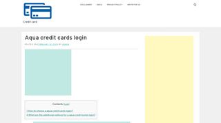 
                            8. Aqua credit cards login - Credit card