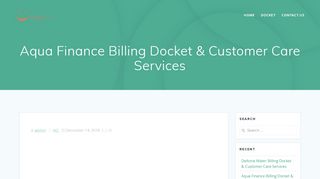 
                            3. Aqua Finance Billing Docket & Customer Care Services ...