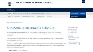 
                            8. Aramark Refreshment Services | UBC Finance