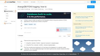 
                            6. ArangoDB FOXX logging: how to - Stack Overflow