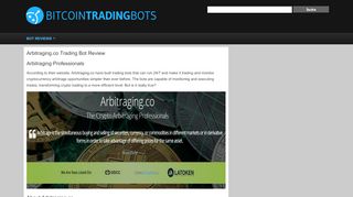 
                            7. Arbitraging.co Trading Bot Review - Bitcoin Trading Bots