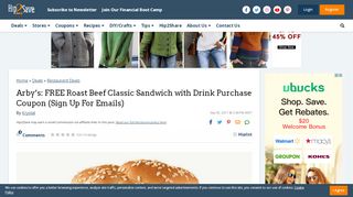 
                            5. Arby's: FREE Roast Beef Classic Sandwich with …