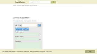 
                            9. Arccos(x) Calculator | Inverse cosine calculator
