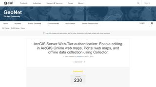 
                            9. ArcGIS Server Web-Tier authentication: Enable e... | GeoNet, The Esri ...