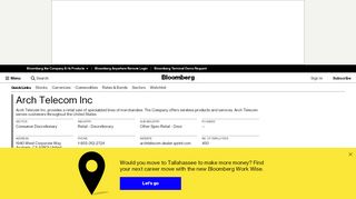 
                            7. Arch Telecom Inc - Company Profile and News - Bloomberg Markets