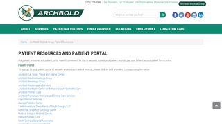 
                            6. Archbold Medical Group Patient Resources | Archbold Medical Center