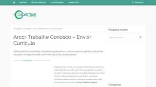 
                            8. Arcor Trabalhe Conosco – Enviar Currículo