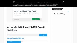 
                            11. arcor.de IMAP and SMTP Email Settings