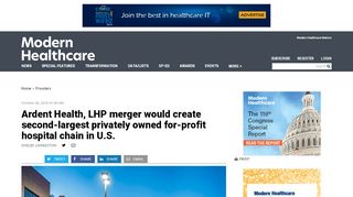 
                            9. Ardent Health, LHP merger would create second-largest privately ...