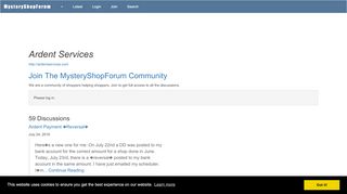 
                            2. Ardent Services: Discussions @ MysteryShopForum.com