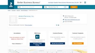 
                            7. Ardent Services, Inc. | Better Business Bureau® Profile