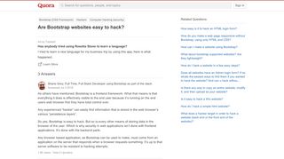 
                            1. Are Bootstrap websites easy to hack? - Quora