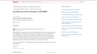 
                            5. Are there any online trainings on JDA WMS? - Quora