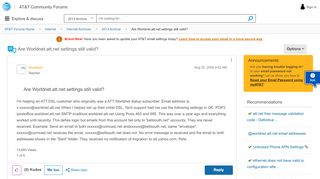 
                            6. Are Worldnet.att.net settings still valid? - AT&T Community