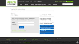 
                            2. Área de cliente y Webmail - acens