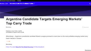 
                            7. Argentine Candidate Targets Emerging Markets’ Top Carry Trade