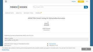 
                            8. ARGETRA GmbH Verlag für Wirtschaftsinformation, Ratingen ...