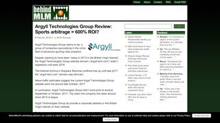 
                            3. Argyll Technologies Group Review: Sports arbitrage = 600% ROI?