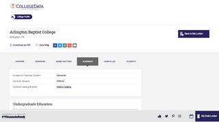 
                            7. Arlington Baptist College Academics - CollegeData College Profile