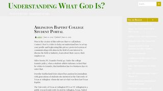 
                            5. Arlington Baptist College Student Portal - Understanding What God Is?