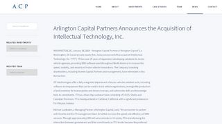 
                            8. Arlington Capital Partners Announces the Acquisition of Intellectual ...