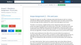 
                            7. Aropa 2 - Mandatory Assignment - Pris & Leon - COMLAW 101: Law in ...