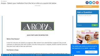 
                            3. Aropa - Select your institution from the list or click on a quick link below ...