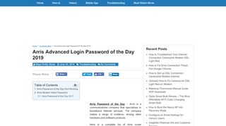 
                            7. Arris Advanced Login Password of the Day 2018