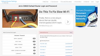 
                            1. Arris CM820 Default Router Login and Password - Clean CSS