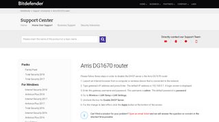 
                            4. Arris DG1670 router - Bitdefender