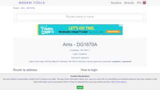 
                            5. Arris DG1670A Default Router Login and Password - modem.tools